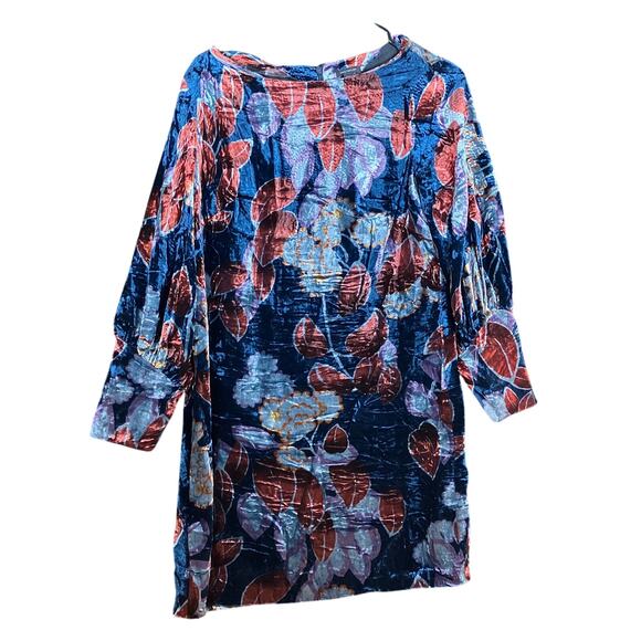 Ann Taylor LOFT Womens Dress Multicolored Velvet Leaf Print Long Sleeve 6 - Picture 1 of 12